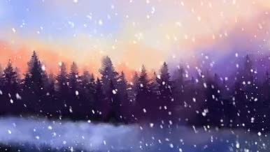浪漫冬季下雪大雪横版背景视频AE模板视频的预览图